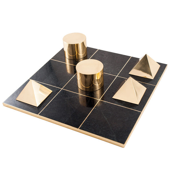 Tic Tac Toe Set - Brass and Stone